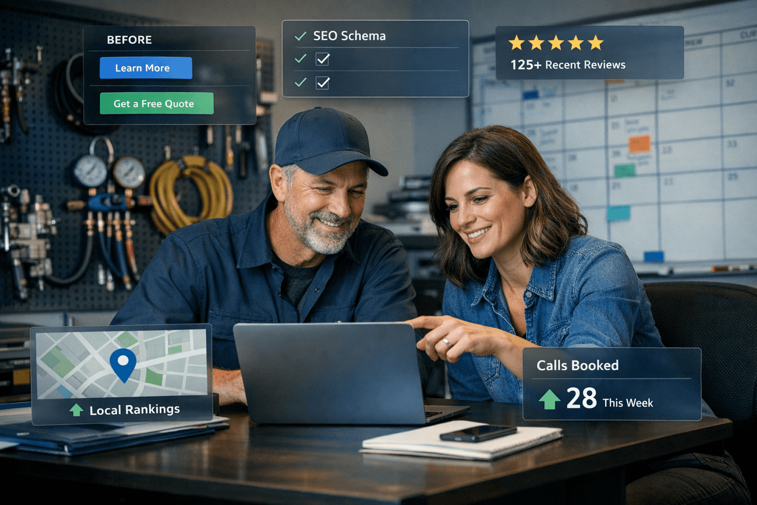HVAC business owner reviewing Local Radar implementation fixes